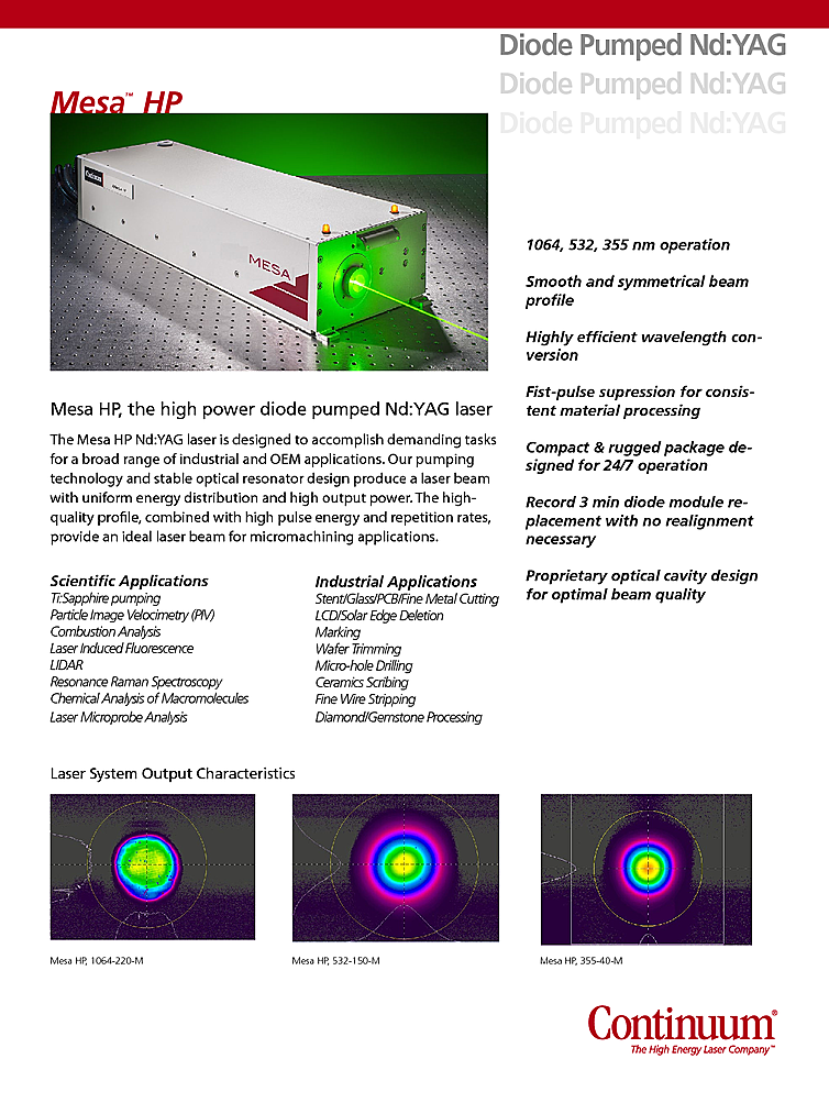 1064nm, 220W CW Laser from Continuum