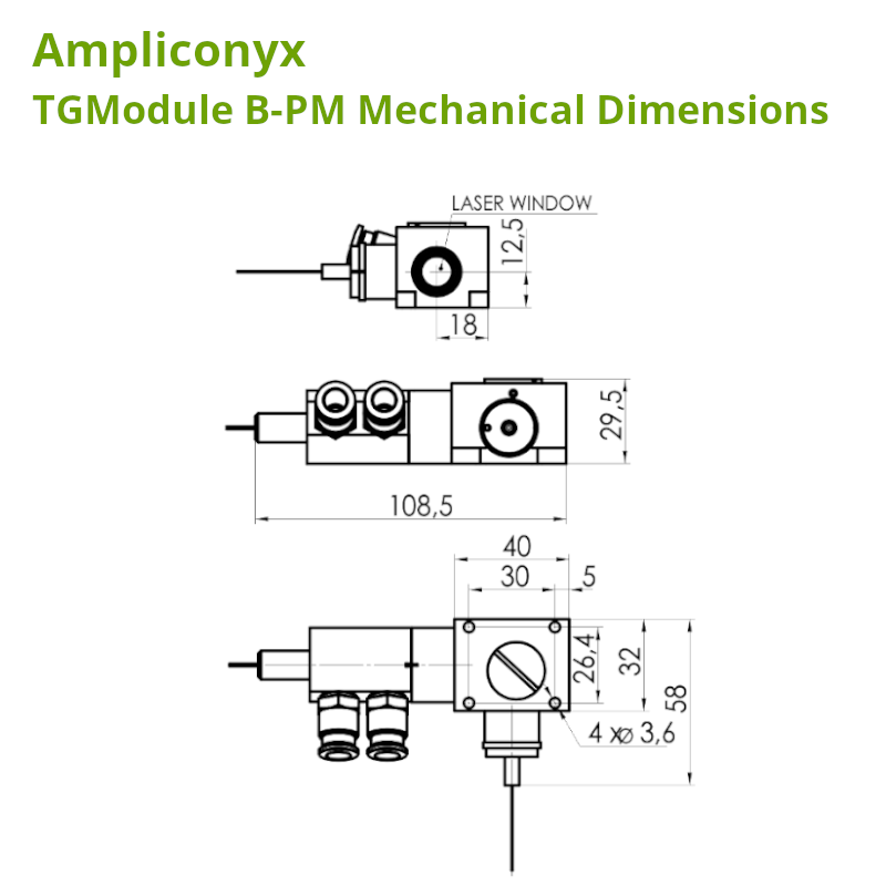 Ampliconyx 100 W Amplifier Module Dimensions